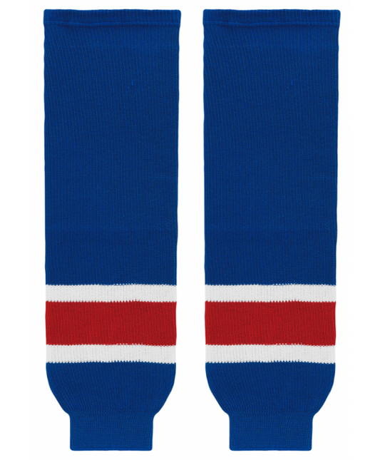 Athletic Knit (AK) HS630-812 New York Rangers Royal Blue Knit Ice Hockey Socks - PSH Sports