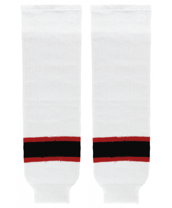 Athletic Knit (AK) HS630-367 New Jersey Devils White Knit Ice Hockey Socks - PSH Sports