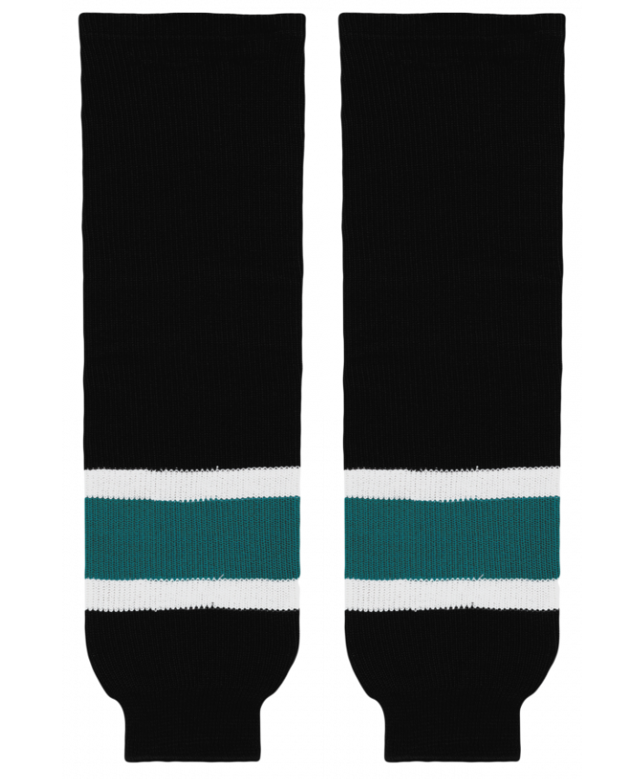 Athletic Knit (AK) HS630-634 2008 San Jose Sharks Third Black Knit Ice Hockey Socks - PSH Sports