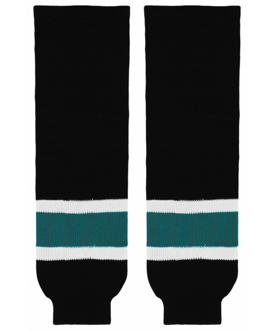 Athletic Knit (AK) HS630-634 2008 San Jose Sharks Third Black Knit Ice Hockey Socks - PSH Sports