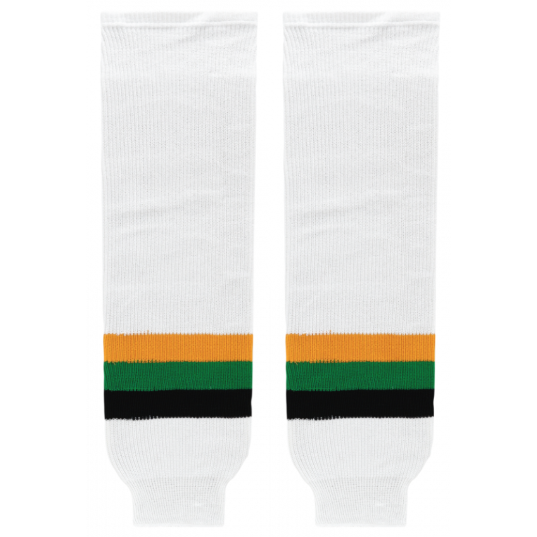 Athletic Knit (AK) HS630-407 Minnesota North Stars White with Black Stripe Knit Ice Hockey Socks - PSH Sports