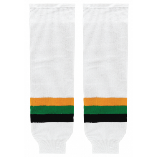 Athletic Knit (AK) HS630-407 Minnesota North Stars White with Black Stripe Knit Ice Hockey Socks - PSH Sports