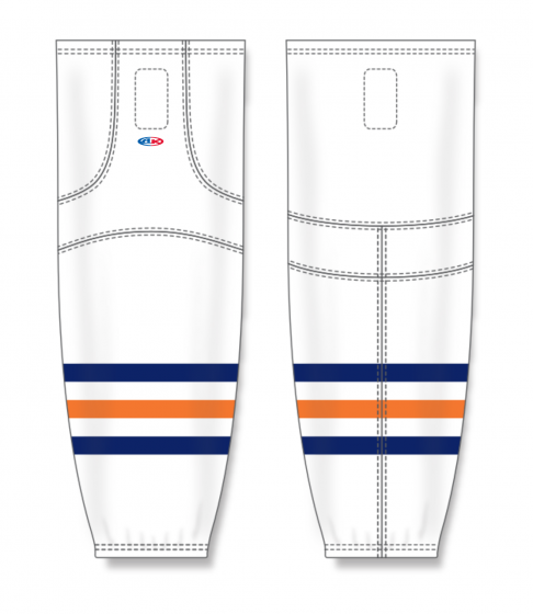 Athletic Knit (AK) HS2100 2017 Edmonton Oilers White Mesh Cut & Sew Ice Hockey Socks - PSH Sports