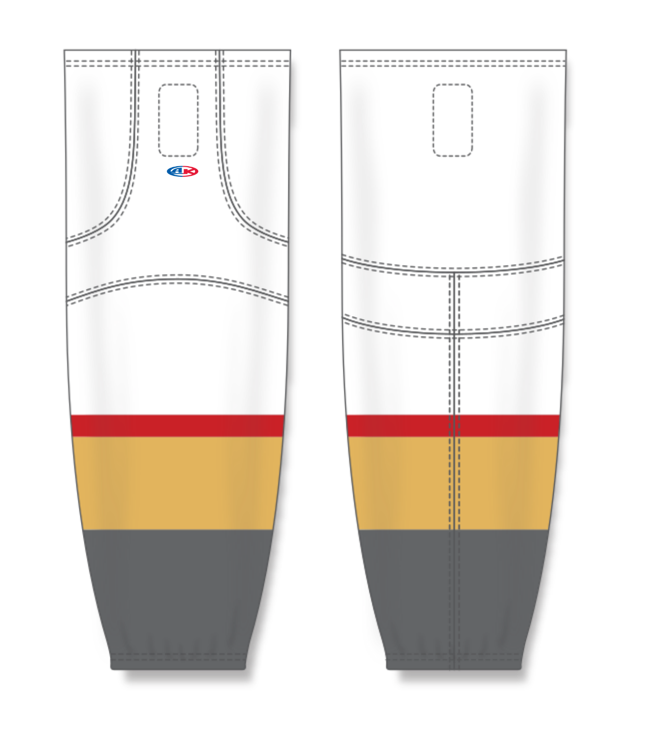 Athletic Knit (AK) HS2100 2017 Las Vegas Golden Knights White Mesh Cut & Sew Ice Hockey Socks - PSH Sports