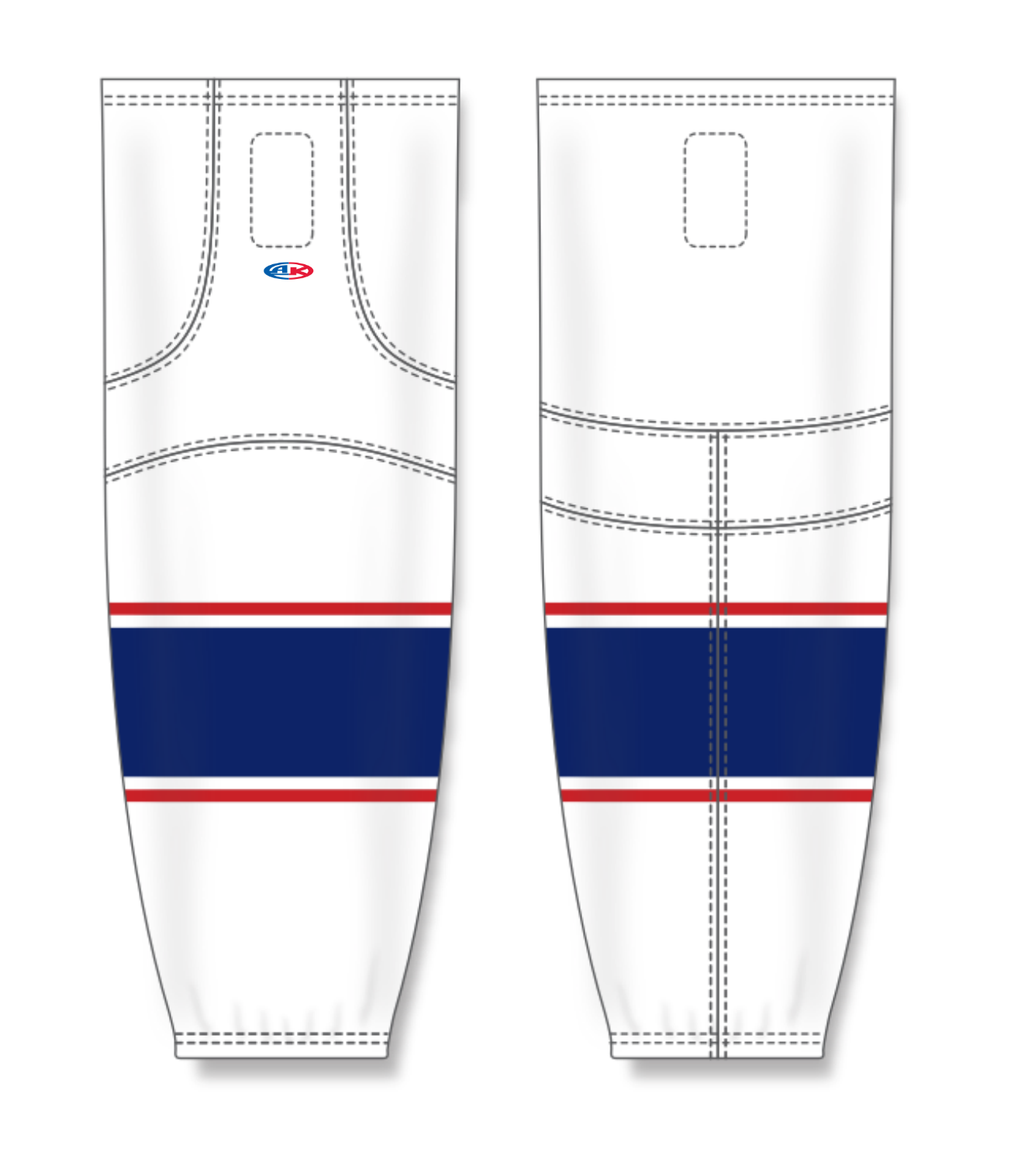 Athletic Knit (AK) HS2100 2017 Columbus Blue Jackets White Mesh Cut & Sew Ice Hockey Socks - PSH Sports